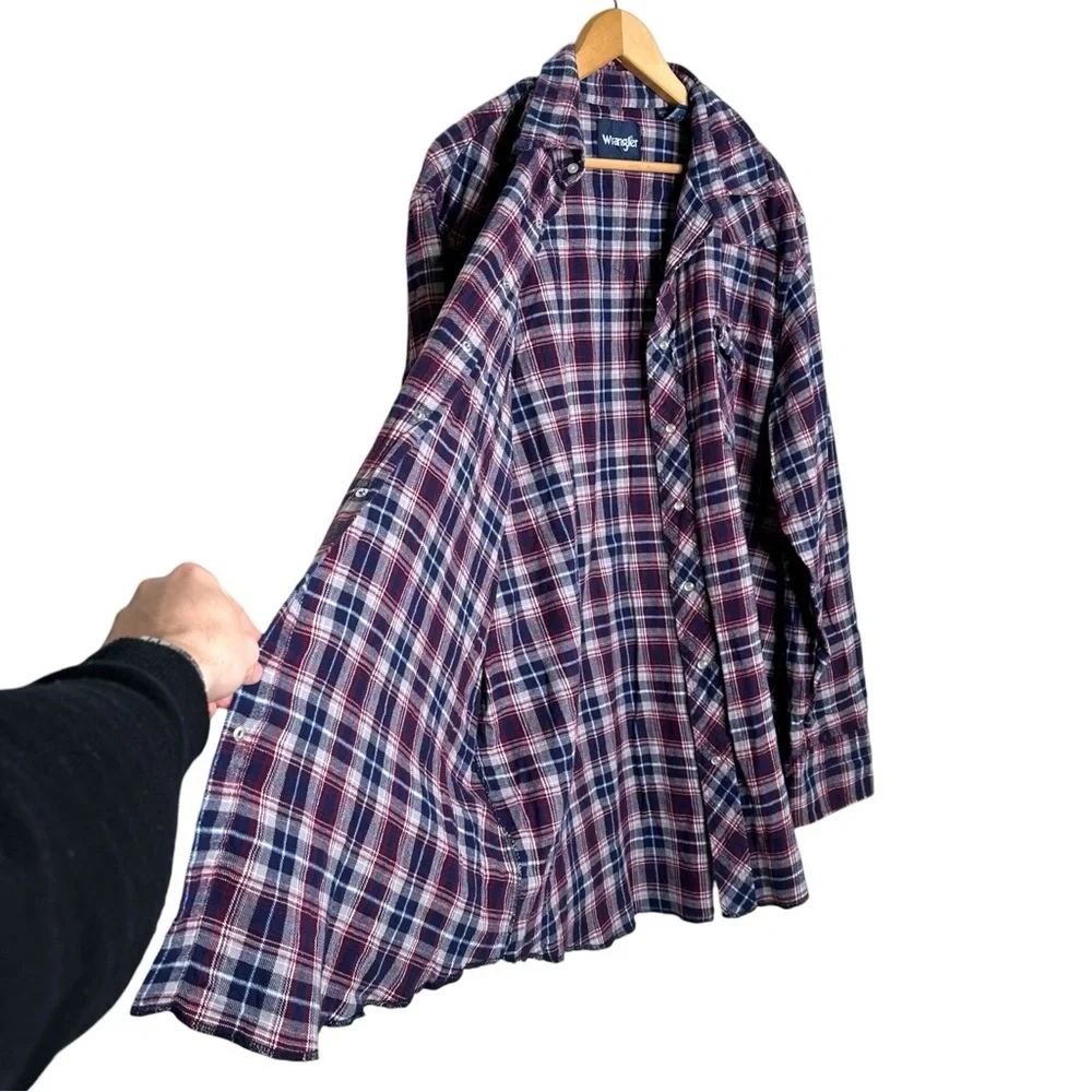 Vintage Wrangler Pearl Snap Western Flannel Shirt - Picture 4 of 7